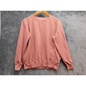 Madame Pullover Womens M Pink Fleece Cotton Blend Crew Neck Pockets Logo